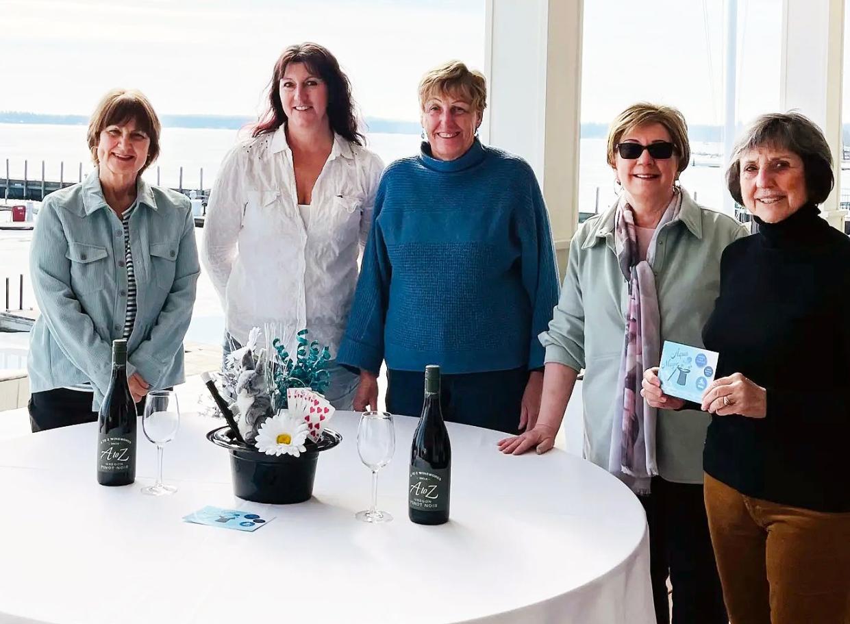 The Charlevoix Area Community Pool will be hosting a fundraiser dinner called Aqua Magic on June 30 at the Charlevoix Yacht Club Event Hall.  Aqua Magic committee members at the yacht club event hall are (from left to right) Sue Parr, pool manager Kathy Klimas, Christine Abbey, Sharon Hoffman and Naomi Singer.