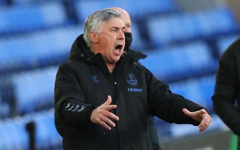 Everton coach Carlo Ancelotti cannot hide his frustration on yet another humbling match at home  - SHUTTERSTOCK 