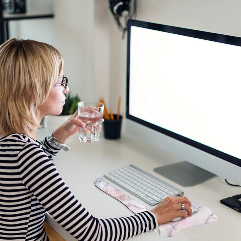 It's definitely a tongue twister: wrist rest. But a wrist rest is something you'll <i>definitely&nbsp;</i>want to have on hand in your home office. It'll give your wrists some much-needed support while you type the day away. This <a href="https://amzn.to/33o76F3" target="_blank" rel="noopener noreferrer">set from Amazon</a> even includes a rest for your mouse. Plus, it comes in a pretty marbled print (and other colors, too). <a href="https://amzn.to/33o76F3" target="_blank" rel="noopener noreferrer">Find it for $19 at Amazon</a>.