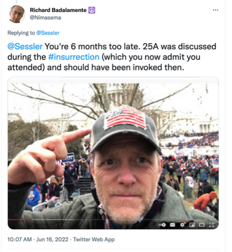 A screenshot of 4th Congressional District candidate Jerrod Sessler at the U.S. Capitol.