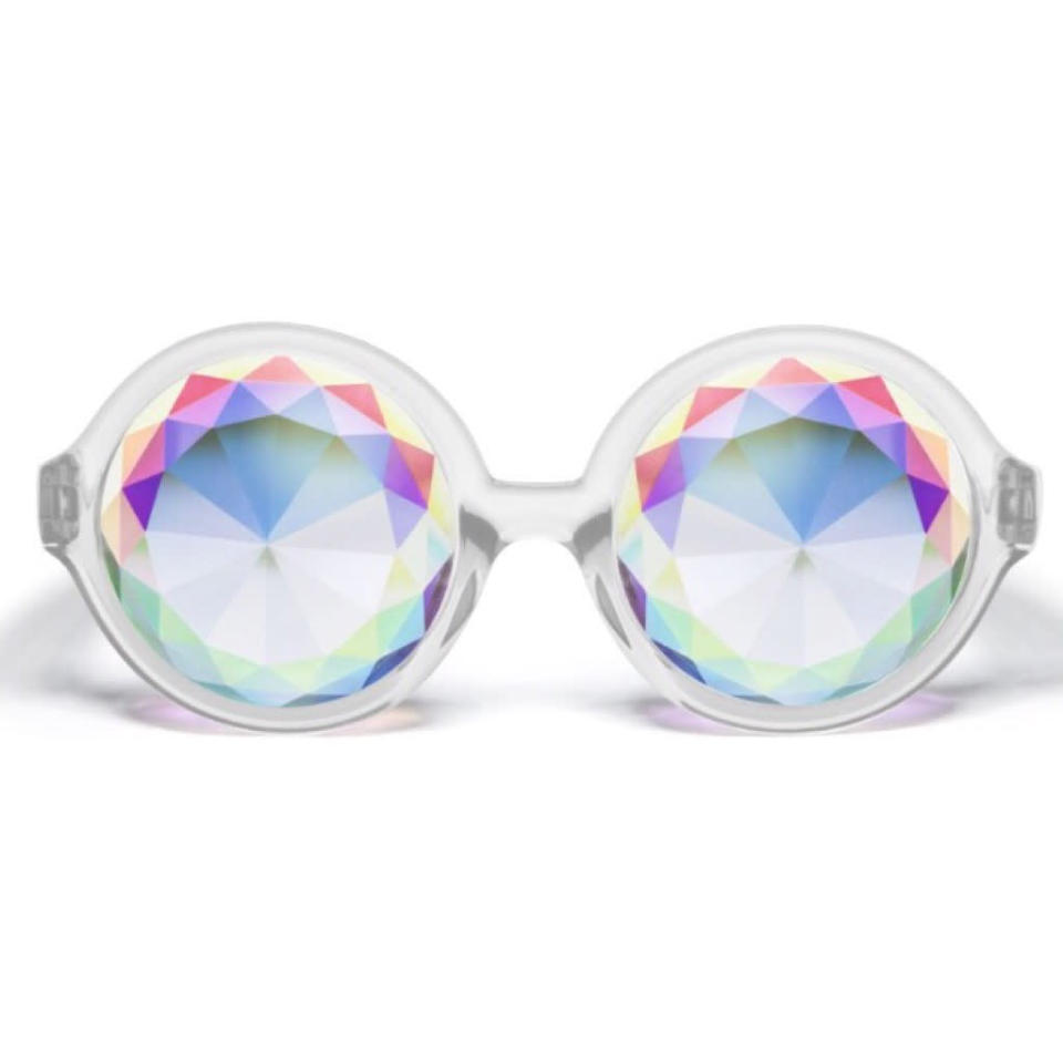 <p>Get dreamy mermaid vibes in these kaleidoscopic glasses. They are sure to make those around you completely spellbound. <i><a href="http://h0les.com" rel="nofollow noopener" target="_blank" data-ylk="slk:[H0les, £49];elm:context_link;itc:0;sec:content-canvas" class="link ">[H0les, £49]</a></i></p>
