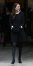<p>For a day of engagements in New York, Kate chose a stylish black coat from Goat, coordinating shoes by Episode and a black Mulberry clutch. </p><p><i>[Photo: PA]</i></p>