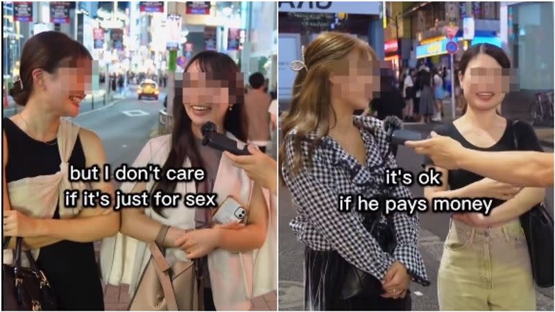 街訪影片中日本多數女生似乎都認為男友買春不算出軌。（圖／翻攝自Censored Men推特）