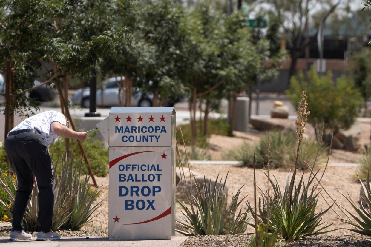 <span>Justin Heap won the Republican primary for Maricopa county recorder.</span><span>Photograph: Rebecca Noble/Reuters</span>