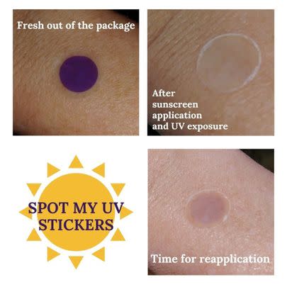 A pack of 32 UV detection stickers