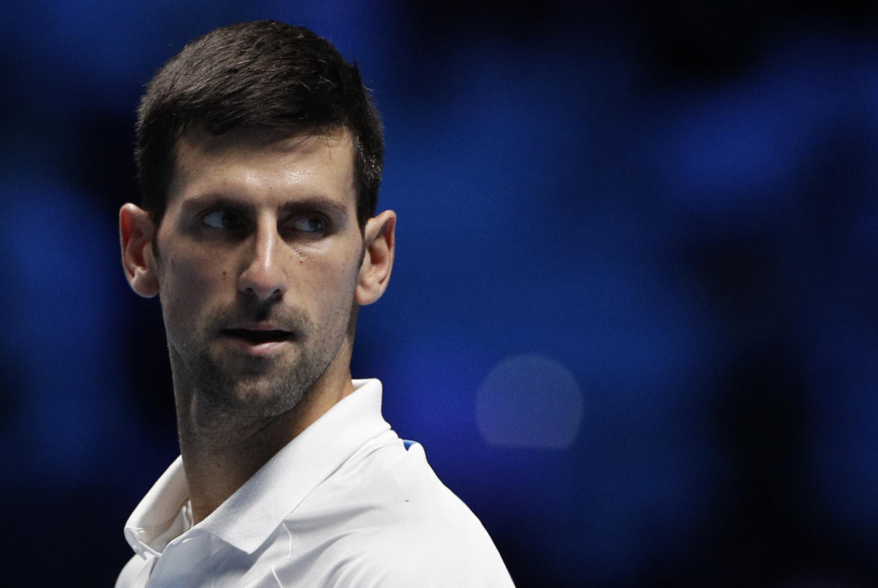 Tennis - ATP Finals - Pala Alpitour, Turin, Italy - November 15, 2021 Serbia's Novak Djokovic during his group stage match against Norway's Casper Ruud REUTERS/Guglielmo Mangiapane