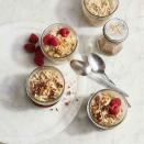 <p>It takes just minutes to assemble this healthy no-cook breakfast, and you'll have meal-prepped grab-and-go breakfasts on hand for the rest of the week. Top these delicious vegan oats—inspired by classic cinnamon bun flavors—with fresh or frozen fruit and your favorite nuts and seeds.</p> <p> <a href="https://www.eatingwell.com/recipe/268775/cinnamon-roll-overnight-oats/" rel="nofollow noopener" target="_blank" data-ylk="slk:View Recipe;elm:context_link;itc:0;sec:content-canvas" class="link ">View Recipe</a></p>