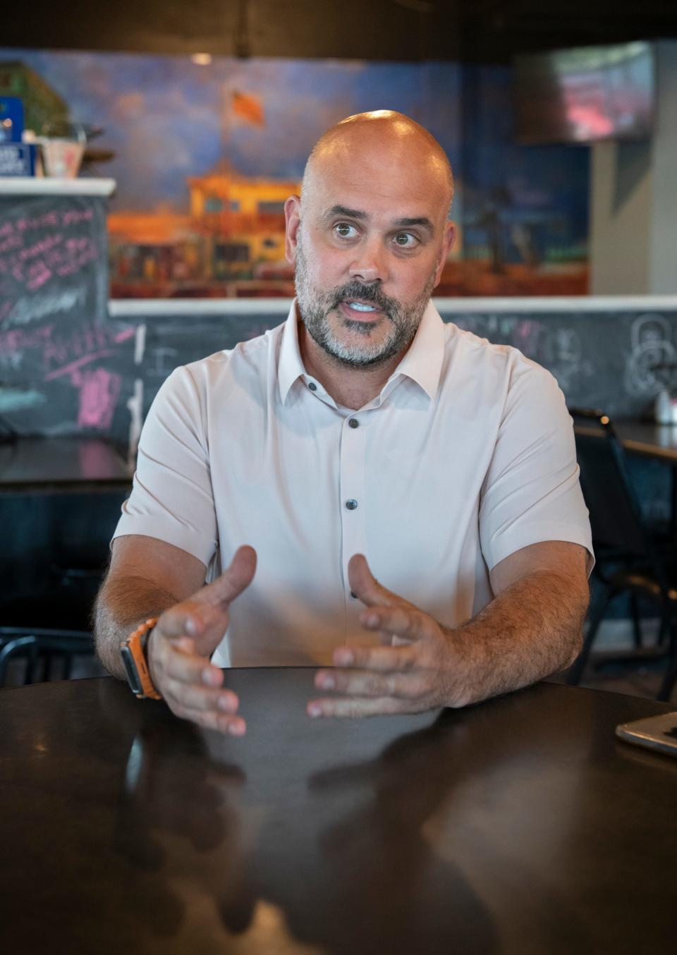 Chance Walsh, owner of Lillian's PIzza restaurant, talks about running for Escambia County District 2 Commissioner in Perdido on Monday, July 18, 2022.