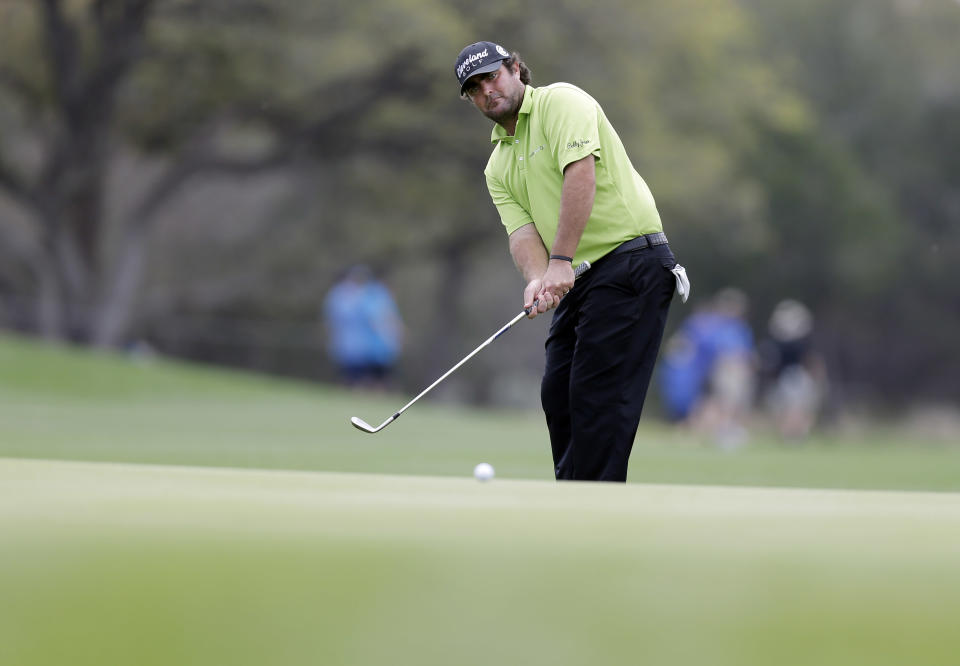 Steven Bowditch chips to the sixth green during the second round of the Texas Open golf tournament, Friday, March 28, 2014, in San Antonio. (AP Photo/Eric Gay)