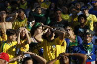 <p>Brazil fans are distraught at falling behind early </p>