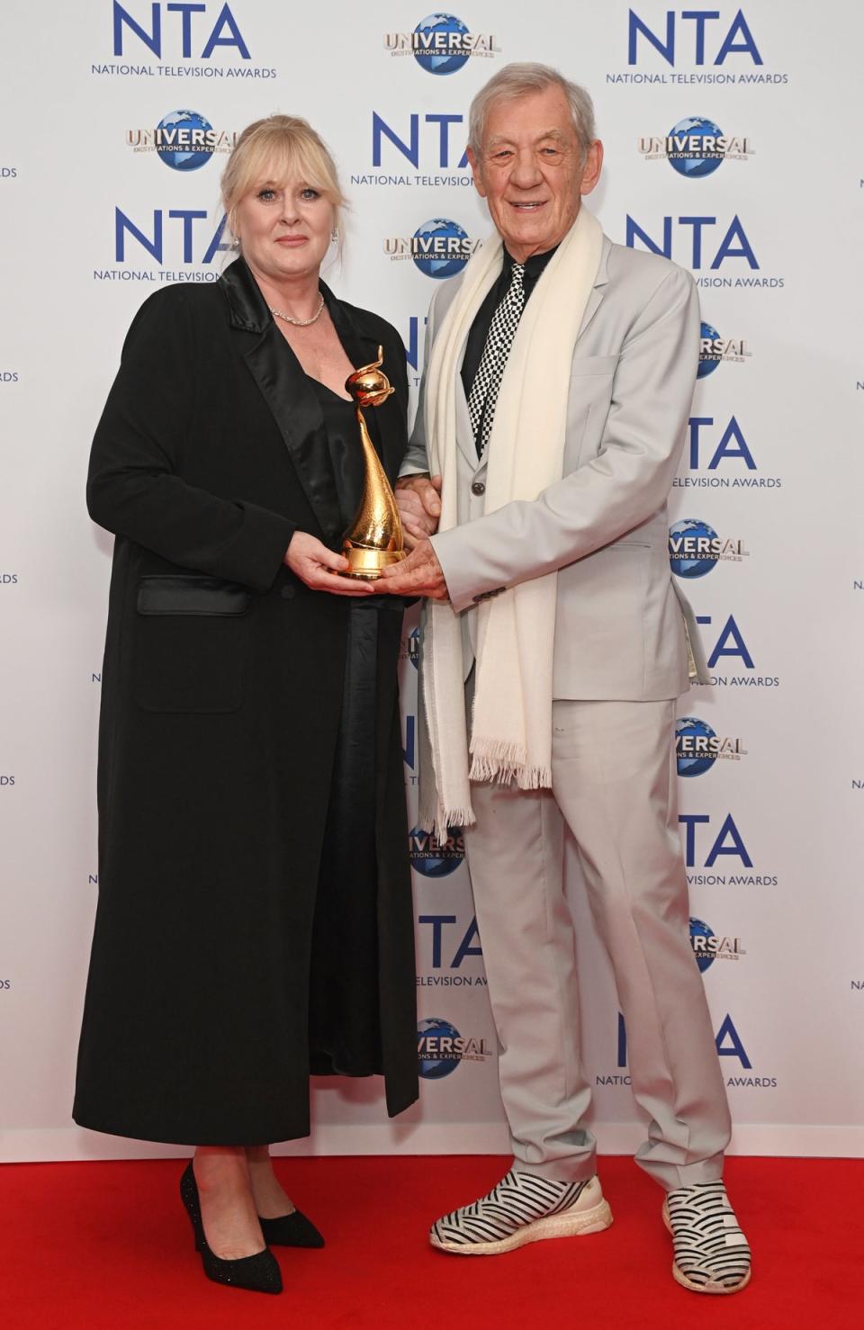 Sarah Lancashire, winner of the Special Recognition award and the Drama Performance award for her work in 