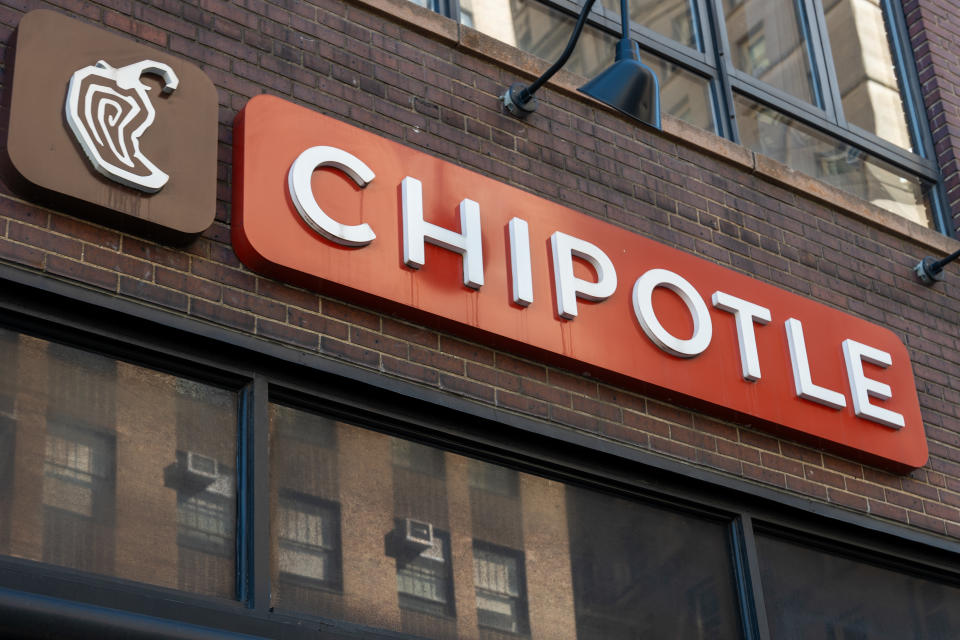 NEW YORK, NEW YORK - FEBRUARY 6: Chipolte Restaurant stands in Manhattan on February 06, 2024 in New York City.  Chipotle Mexican Grill (CMG) reported fourth-quarter and full-year results late Tuesday.  (Photo by Spencer Platt/Getty Images)