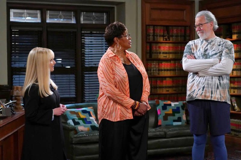 From left to right, Melissa Rauch, Marsha Warfield and John Larroquette star in "Night Court." Photo courtesy of NBC