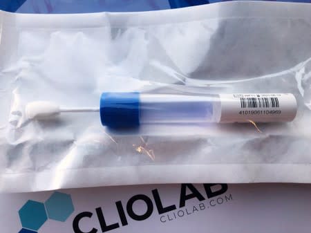 Cheek swab kit that Clio Labs provides to sales reps to collect DNA samples for genetic testing