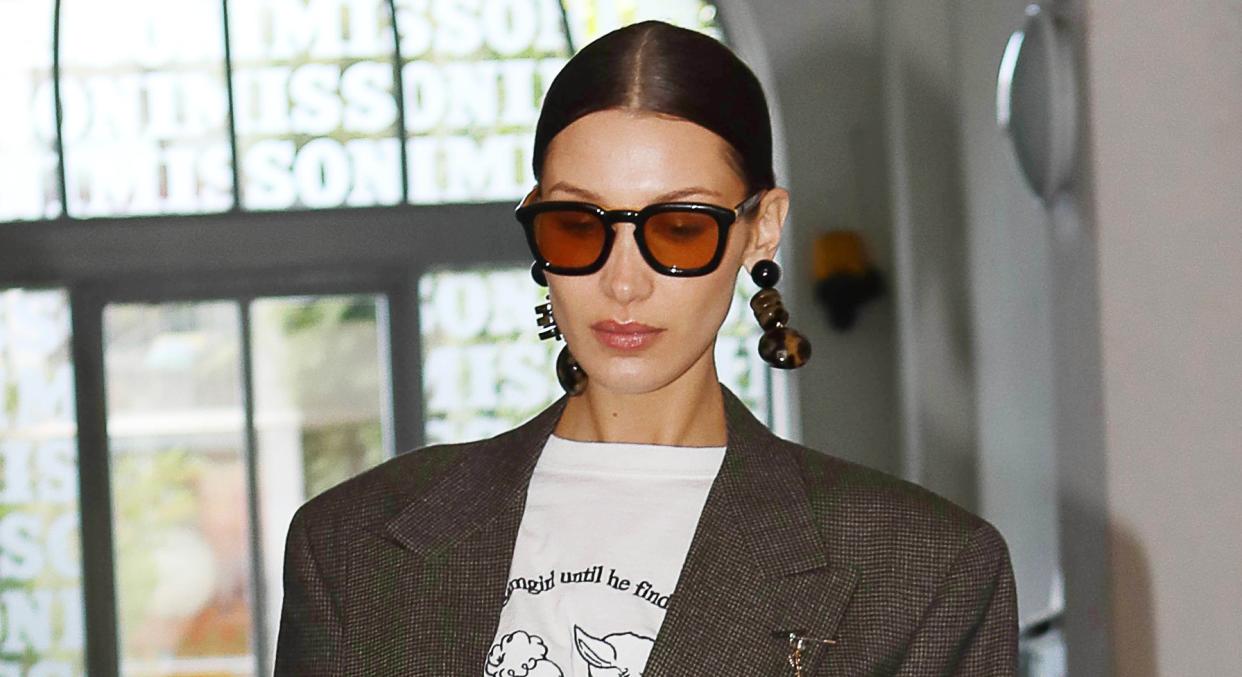 Bella Hadid has been posting images of her sunny getaway from an undisclosed location. (Getty Images)