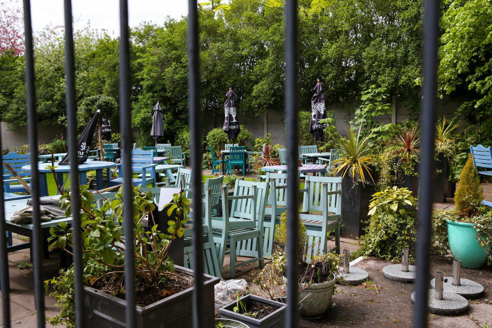 The popular Victoria pub and beer garden is closed to the public during the Coronavirus pandemic lockdown in Newcastle-under-Lyme