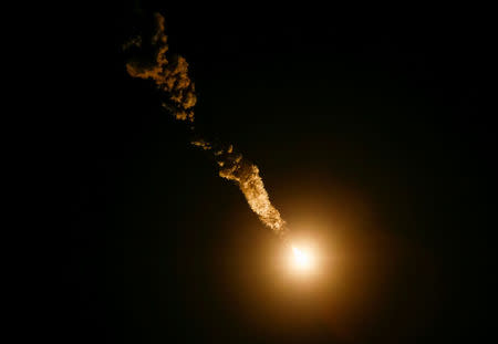 The Soyuz MS-06 spacecraft carrying the crew of crew Joe Acaba and Mark Vande Hei of the the U.S., and Alexander Misurkin of Russia blasts off to the International Space Station (ISS) from the launchpad at the Baikonur Cosmodrome, Kazakhstan September 13, 2017. REUTERS/Shamil Zhumatov