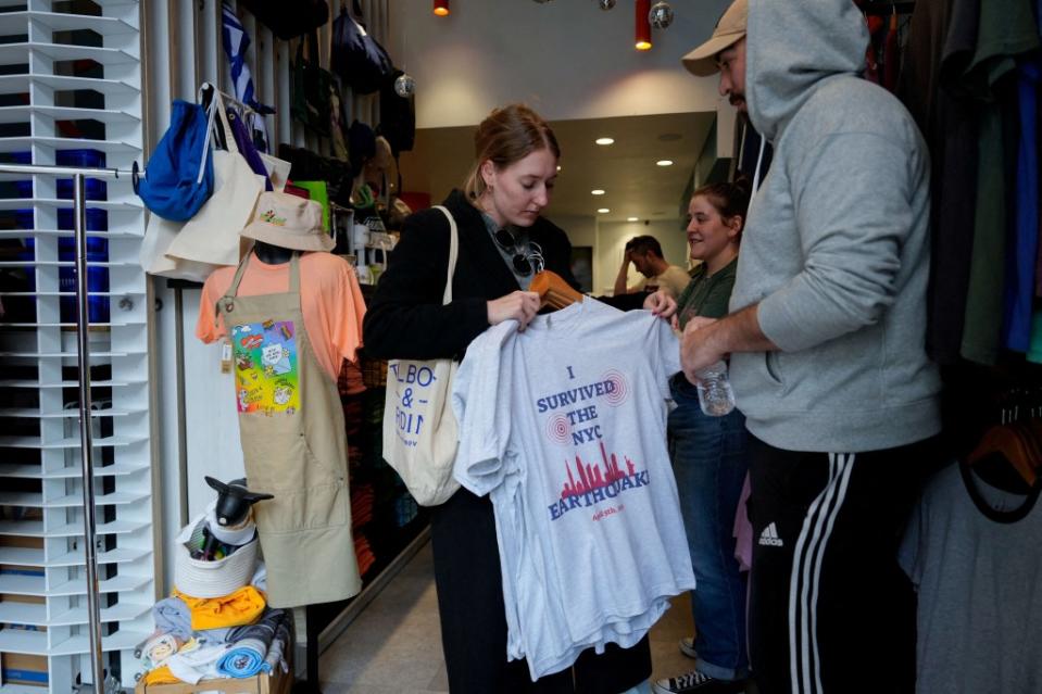 The shirts were created just hours after the quake rocked NYC. REUTERS