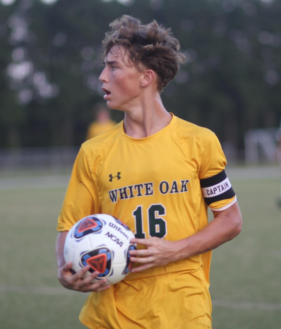 White Oak's Alex Ramson prepares to throw the ball in during a match earlier this season.