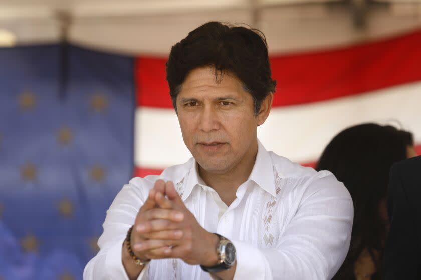 Then-mayoral candidate Kevin de Leon at the 75th annual Memorial Day celebration on May 30, 2022.