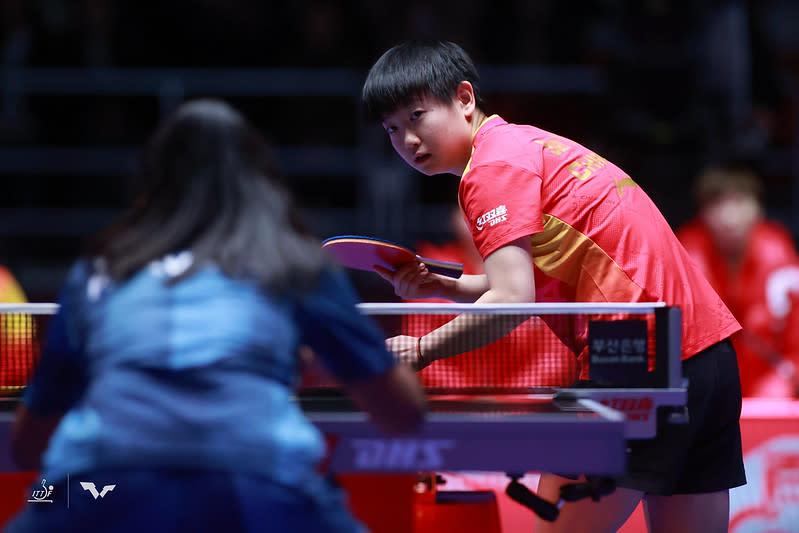 孫穎莎2點1局未失，是中國力挫日本、延續霸業關鍵。（取自World Table Tennis，2/23比賽照）