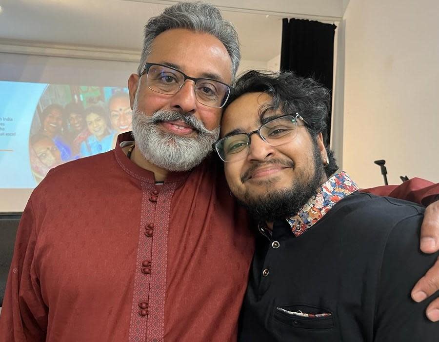 Iftekhar Ahmed, left, talks about his journey of educating himself as he connected with his son Mani Ahmed, right.  (Submitted by Iftekhar Ahmed - image credit)