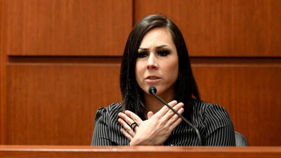 Prosecution witness Katelynn Farris said that Kylr Yust told her his neck tattoos symbolized a raven, death and strangling. Farris, who had dated Yust, was expected to testify that she and Yust went to the woods to try and contact the spirit of Kara Kopetsky through a ouija board. She wore a wire for the FBI and the audio and video recordings were played for the court. The murder trial of Kylr Yust continues for the third day at the Cass County Justice Center Wednesday, April 7, 2021. Yust is charged with two counts of first-degree murder in the deaths of Kara Kopetsky, 17, and Jessica Runions, 21.