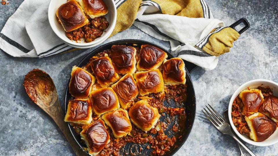 Sloppy Joe Casserole with Dinner Rolls