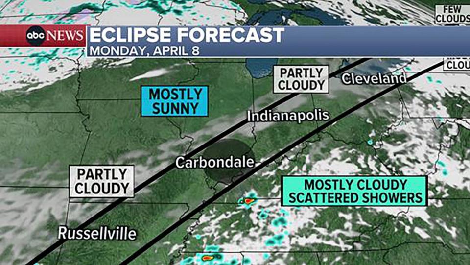 PHOTO: Carbondale, IL. Mostly clear sky, but there will be a few passing clouds. Should be good eclipse viewing. (ABC News)