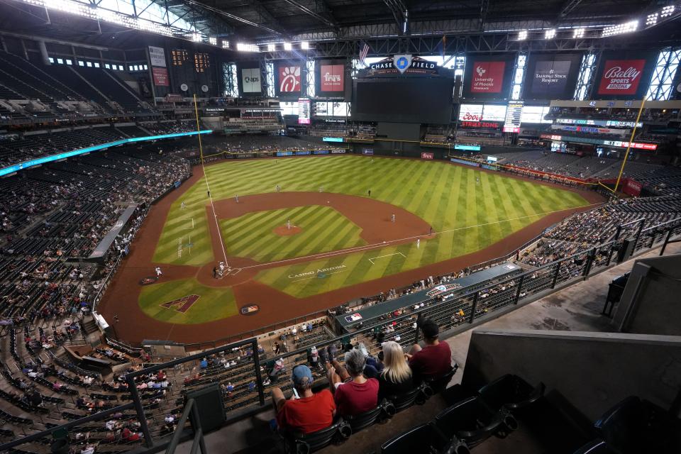 Aug 11, 2022; Phoenix, Ariz., USA; The Arizona Diamondbacks take on the Pittsburgh Pirates at Chase Field.