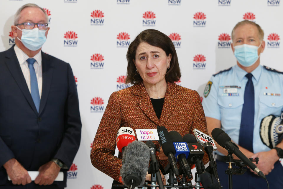 NSW Premier Gladys Berejiklian speaks during a COVID-19 update and press conference on July 26, 2021 in Sydney, Australia.
