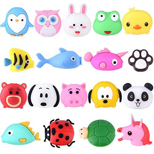 23) TUPARKA 18 Pcs Cable Protector for iPhone/ipad USB Lightning Cable, Plastic Cute Fish Unicorn Animals Charging Cable Saver, Phone Accessory Protect USB Charger