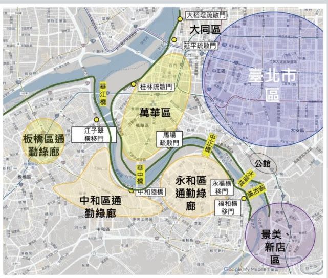 ▲「自行車通勤路線示範計畫－台北都會區」串接台北市三橫三縱、現有自行車路線及新北市通勤綠廊。（圖／交通部運輸研究所提供）