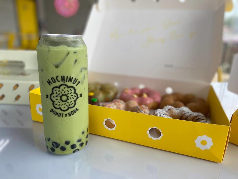 Mochinut also serves boba tea and mochi doughnuts.