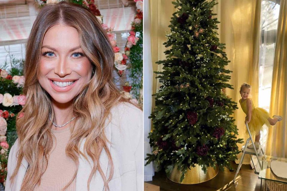 <p>Stefanie Keenan/Getty Images; Stassi Schroeder Instagram</p> Stassi Schroeder (left) and her daughter Hartford with a Christmas tree (right) 