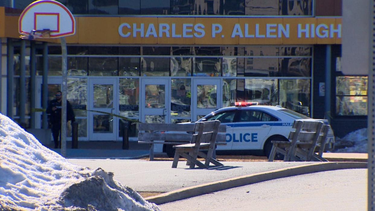 Charles P. Allen High School in Bedford, N.S., was placed in a hold and secure during the incident on March 20, 2023. (Brian MacKay/CBC - image credit)