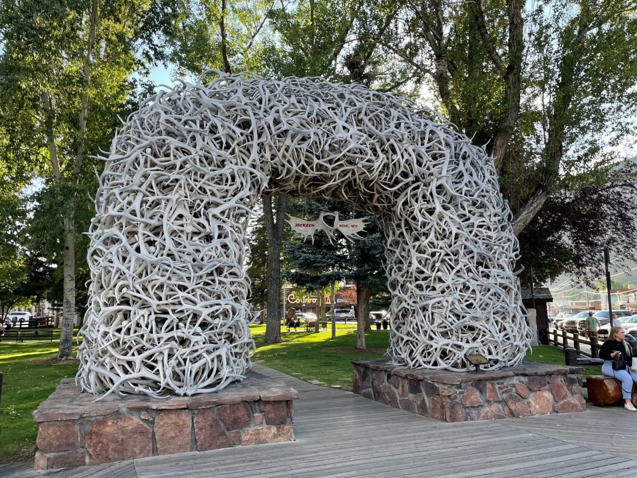 The town square in Jackson, Wyoming, is a fun place to explore