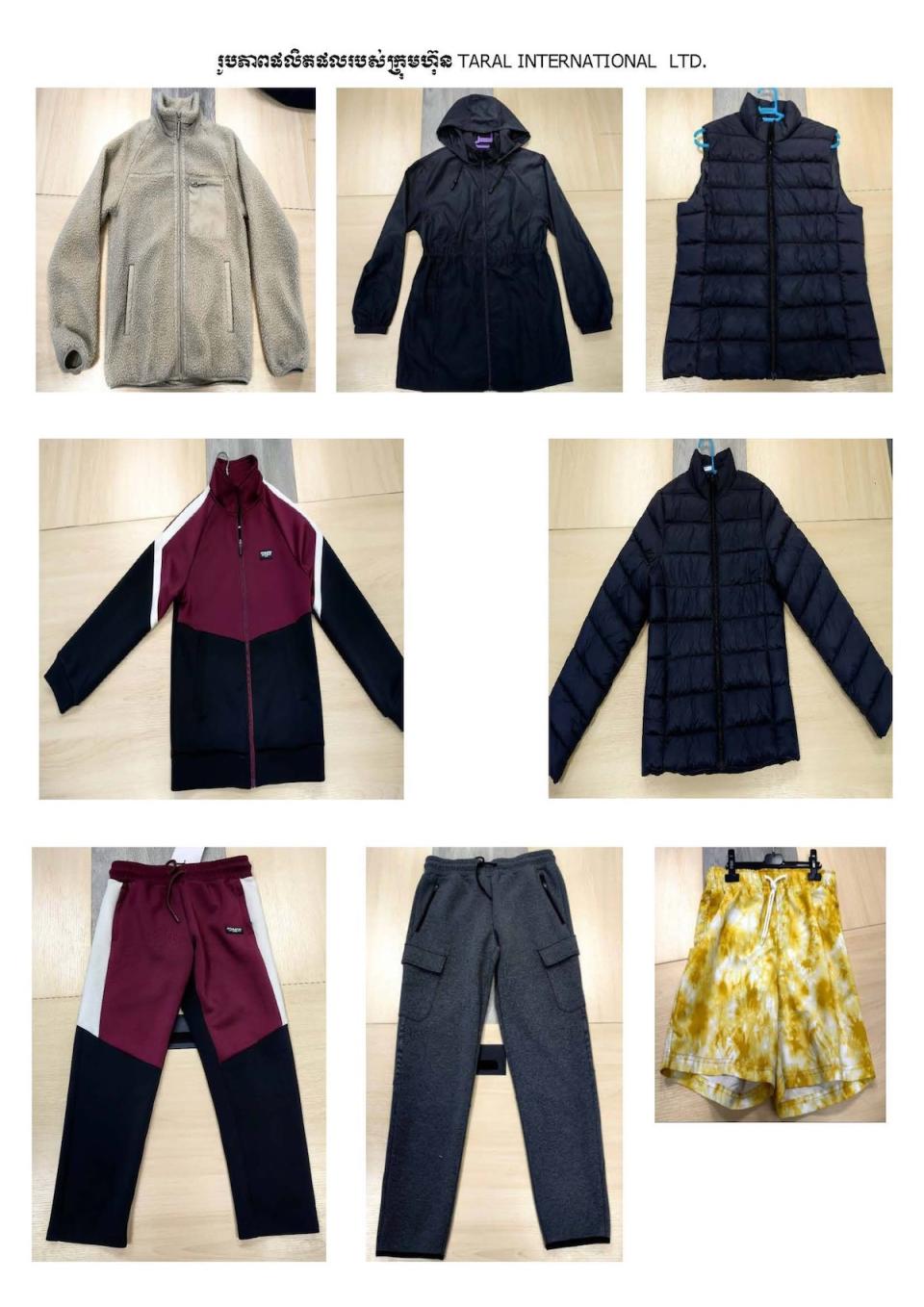 Garments from Taral International.