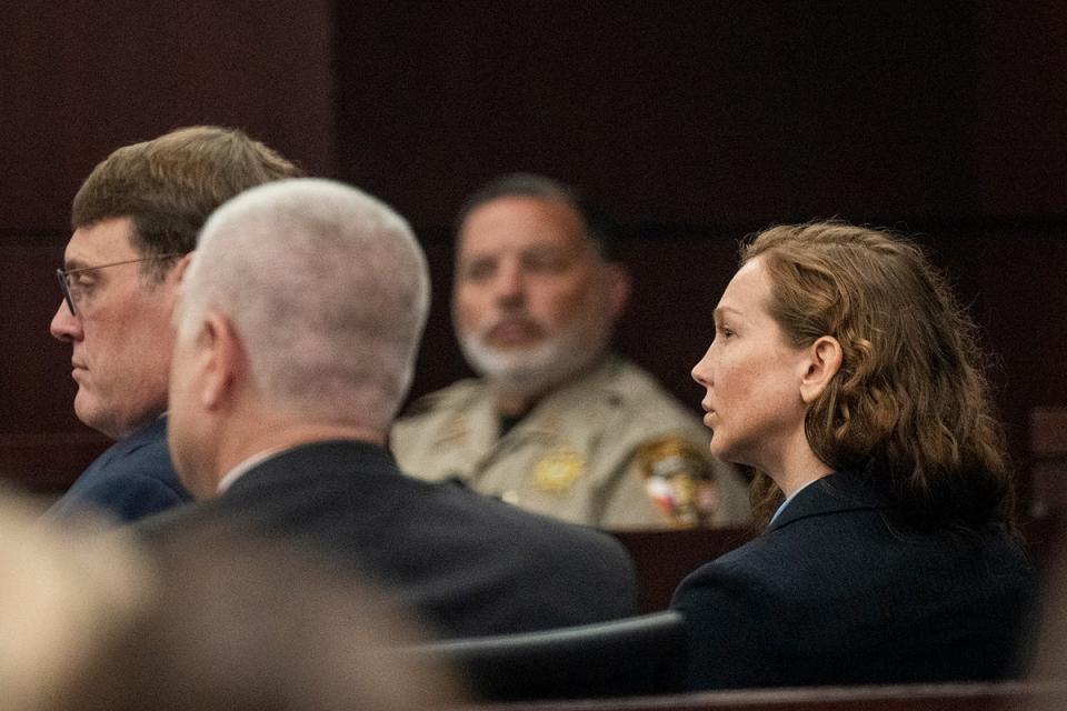 Kaitlin Armstrong listens to opening arguments during the first day of her trial at the Blackwell-Thurman Criminal Justice Center (AP)