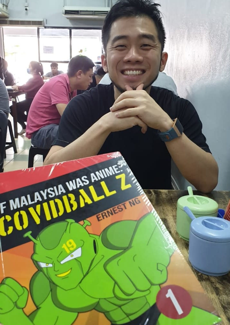 Ernest Ng’s comic book ‘Covidball Z’ features Malaysia’s pandemic situation together with famous personalities. — Picture courtesy of Ernest Ng