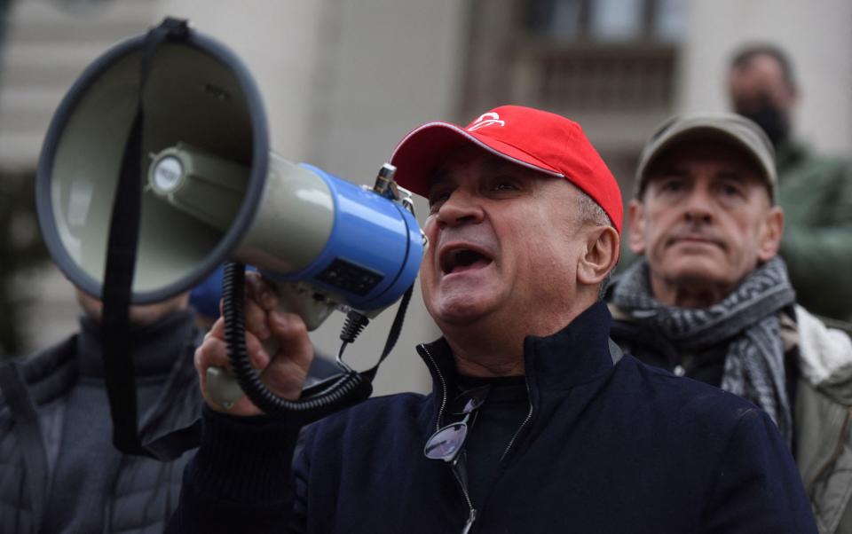 Srdjan Djokovic joins a protest rally in downtown Belgrade - Zorana Jevtic/Reuters