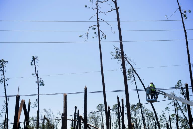 Utility workers have been working nonstop since Hurricane Michael devastated a wide swath of the Florida coast, but many area remain in the dark, without power, phone or internet service