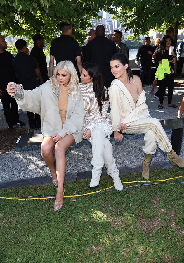 Kim, Kendall and Kylie sat front row at the show.