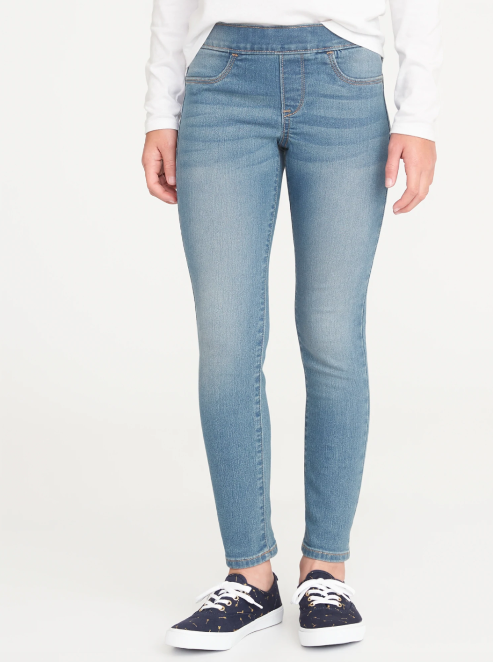 Skinny Built-In Tough Pull-On Jeans for Girls. Image via Old Navy.