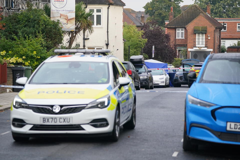 The scene in Kirkstall Gardens, Streatham Hill, south London, where a man was shot by armed officers from the Metropolitan Police following a pursuit on Monday evening. The man, believed to be in his 20s, has died in hospital. Picture date: Tuesday September 6, 2022.