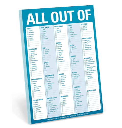 nock Knock “All Out Of” Grocery List Note Pad