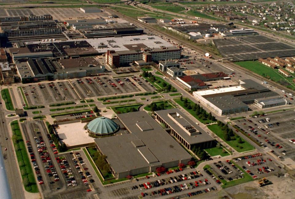 Chrysler Corp., headquarters in Highland Park, Mich., as viewed from the air in April, 1994. The corporation had recently announced that it was planning to move its headquarters to Auburn Hills, Mich., sometime after the end of 1995.