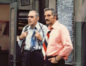 <p>These NYPD officers saw all walks of life walk into their Greenwich Village station, including a man claiming to be a werewolf. Pictured: Abe Vigoda, Hal Linden. (Original airdate: Oct. 28, 1976) <br>(Credit: Getty Images) </p>
