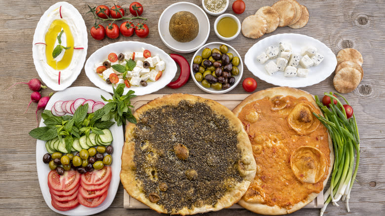 A typical Lebanese breakfast spread