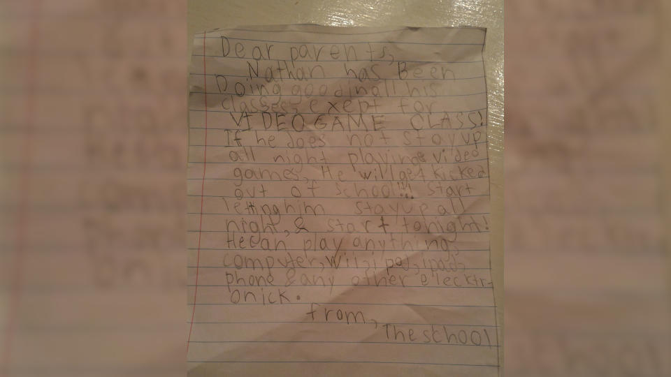 A boy came home with a letter from school making some interesting demands